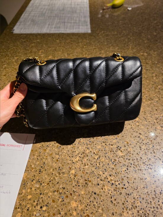 Coach Handbags - Coach Black Quilted Leather Shoulder Bag with Gold 'C' Clasp